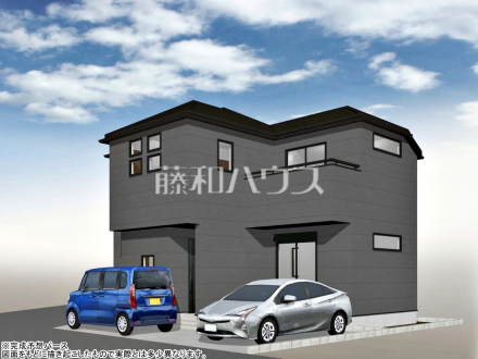 43号地　建物プラン例（南西パース・外観）　【東村山市恩多町５丁目】　
[参考プラン] 
建物価格：1,650万円（税込）　建物面積：96.26m&sup2;