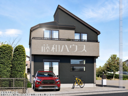 44号地　建物プラン例（パース・外観）　【東村山市恩多町５丁目】　
[参考プラン] 
建物価格：1,650万円（税込）　建物面積：98.74m&sup2;