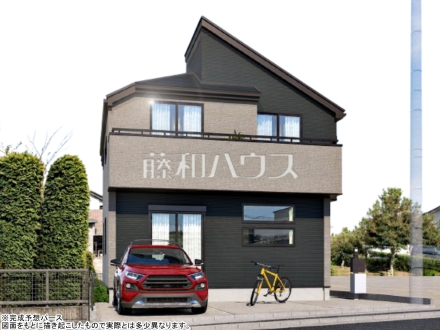 44号地　建物プラン例（パース・外観）　【東村山市恩多町５丁目】　
[参考プラン] 
建物価格：1,650万円（税込）　建物面積：98.74m&sup2;