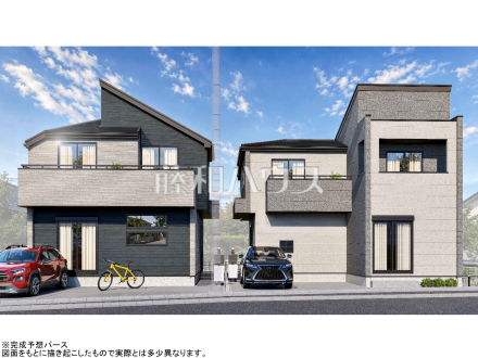 45号地　建物プラン例（パース・外観）　【東村山市恩多町５丁目】　
[参考プラン] 
建物価格：1,650万円（税込）　建物面積：97.91m&sup2;