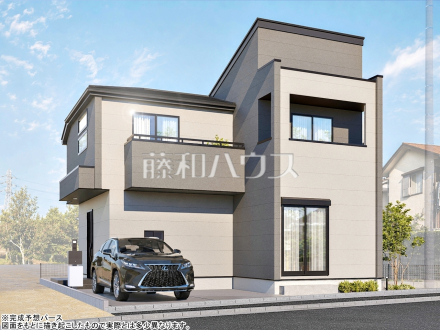 45号地　建物プラン例（パース・外観）　【東村山市恩多町５丁目】　
[参考プラン] 
建物価格：1,650万円（税込）　建物面積：97.91m&sup2;