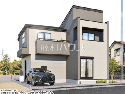 45号地　建物プラン例（パース・外観）　【東村山市恩多町５丁目】　
[参考プラン] 
建物価格：1,650万円（税込）　建物面積：97.91m&sup2;