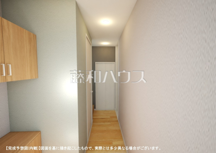 ≪完成予想図・内観パース≫ 「住まいの顔」とも言われ、家全体のイメージを左右する重要な玄関スペース。お気に入りのインテリア用品や小物などで素敵な空間を演出してください。 【東久留米市本町３丁目】