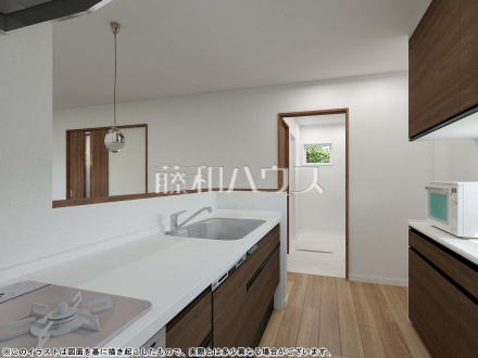 4号地　建物プラン例（パース・内観）　【東久留米市下里１丁目】　
[参考プラン] 
建物価格：2,046万円（税込）　建物面積：91.08m&sup2;