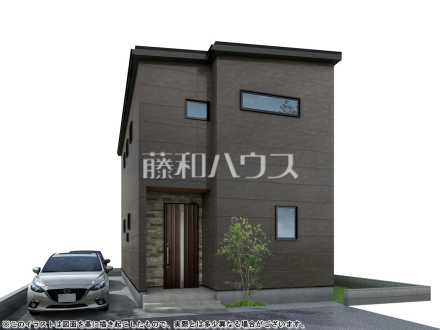 5号地　建物プラン例（パース・外観）　【東久留米市下里１丁目】　
[参考プラン] 
建物価格：2,046万円（税込）　建物面積：89.84m&sup2;