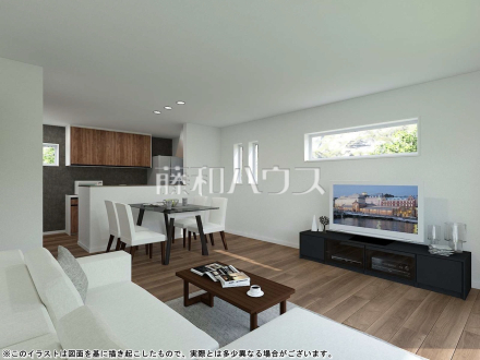6号地　建物プラン例（パース・内観）　【東久留米市下里１丁目】　
[参考プラン] 
建物価格：1,947万円（税込）　建物面積：86.12m&sup2;