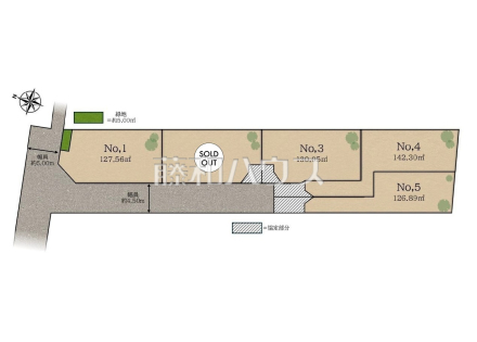 ≪区画図≫ゆとりの全区画38坪以上【東久留米市本町４丁目】西武池袋線　東久留米駅 徒歩10分