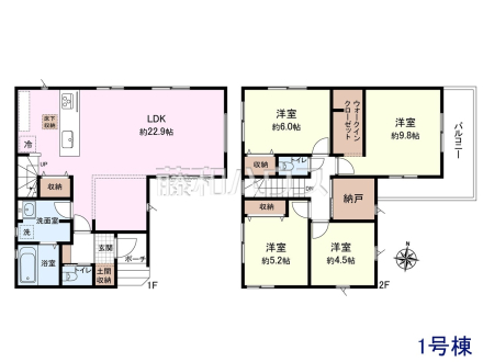 1号棟　間取図　【春日井市如意申町２丁目】