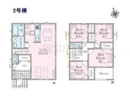 2号棟　間取図　【国分寺市北町４丁目】