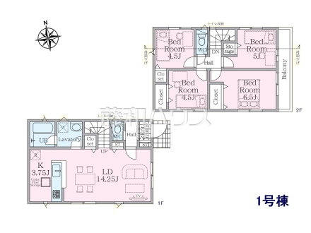 1号棟　間取図　【国分寺市北町４丁目】