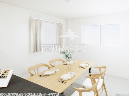 ご家族が揃うリビングは、南からの暖かい日差しが射し込む2Fに配置しました。 ※完成予想図※ 【朝霞市本町2丁目】/撮影日2026/06/26