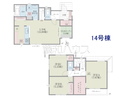 14号棟　間取図　【国立市谷保】