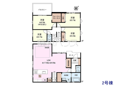 2号棟　間取図　【福岡市早良区次郎丸３丁目】