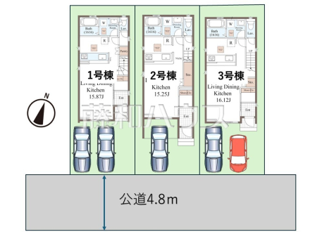 全体区画図　【福岡市東区名島５丁目】南面道路、整形地