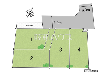 【全4区画】更地×平坦×135㎡超。第一種低層地域の静穏と開放を手に入れる。
全体区画図　【清瀬市下清戸４丁目】
