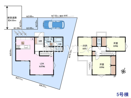 土地価格2,490万円＋建物価格1,800万円＝総額4,290万円　
[参考プラン] 
建物価格：1,800万円（税込）　建物面積：96.39m&sup2;