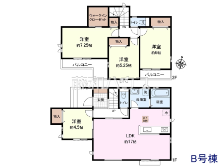 B号棟　間取図　【東久留米市下里３丁目】