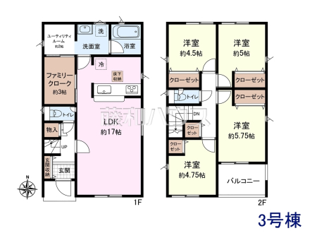 3号棟　間取図　【春日井市上条町７丁目】