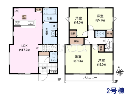 2号棟 間取図 【小平市花小金井5丁目】