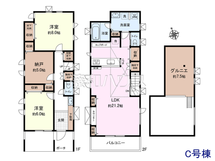 C号棟 間取図 【杉並区宮前5丁目】
