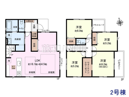 2号棟　間取図　【東村山市萩山町２丁目】