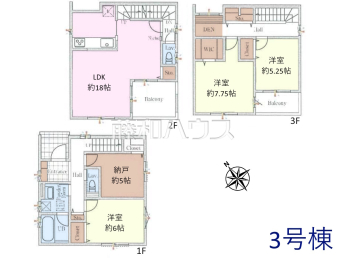 富士見市東みずほ台3丁目　全4棟／3号棟　未入居戸建て物件画像