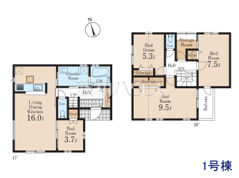 東久留米市幸町2丁目　全2棟／1号棟　新築分譲住宅物件画像