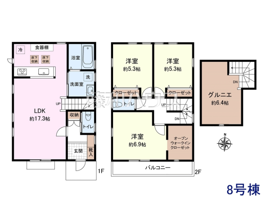 8号棟　間取図　【三鷹市北野３丁目】