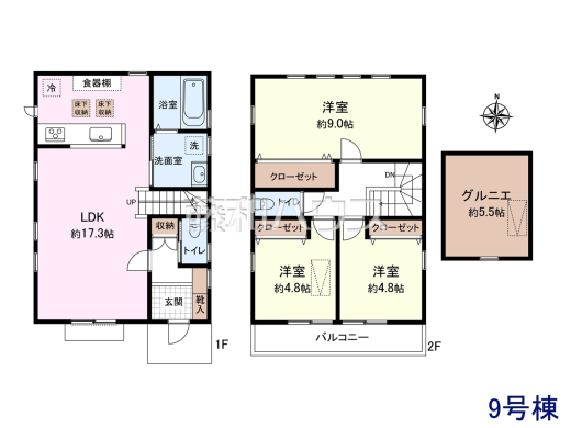 9号棟　間取図　【三鷹市北野３丁目】