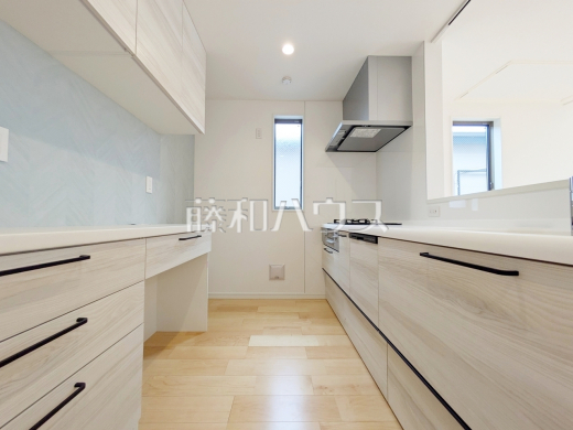 D号棟　使いやすくスタイリッシュなシステムキッチンには、毎日お使いになる方の視点が存分に活かされています。　【練馬区大泉町２丁目】