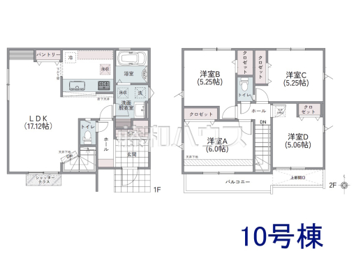 10号棟　間取図　【武蔵村山市大南１丁目】
