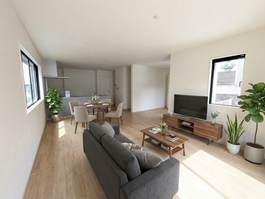 ナチュラルな色を基調とした落ち着きのあるリビングダイニングは、リラックスできる癒し空間です。リビング　【福岡市東区香住ヶ丘５丁目】