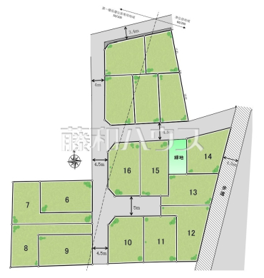 全体区画図【西東京市中町６丁目】物件より10分圏内に小中学校・保育園・スーパー揃う好住環境
