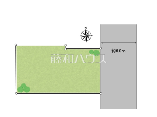 全体区画図　【小平市大沼町４丁目】　前面道路幅員は約6ｍあるので、駐車も楽々♪