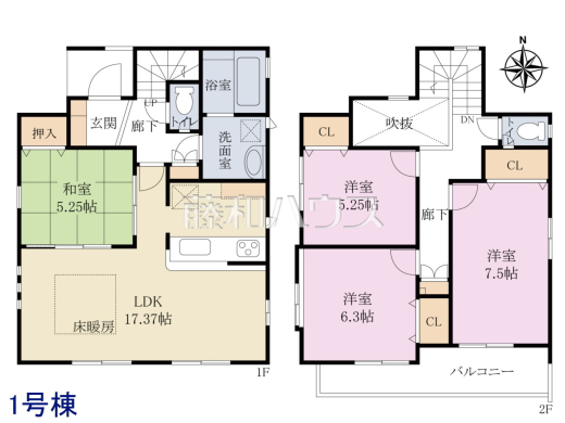 1号棟　間取図　【小平市鈴木町１丁目】