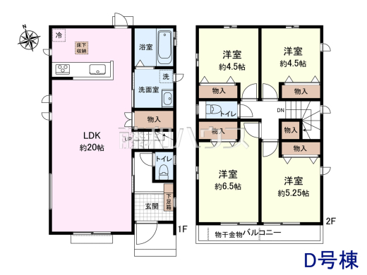 D号棟　間取図　【八王子市弐分方町】