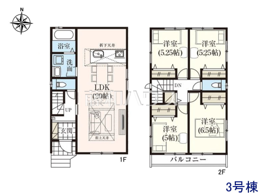 3号棟　間取図　【日野市落川】
