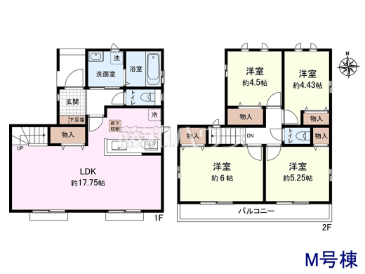 ≪M号棟　間取図≫ご家族のコミュニケーションが広がるリビングイン階段【府中市日新町３丁目】