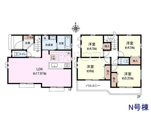 ≪N号棟　間取図≫ご家族が集うリビングは広さゆったり約17.87帖☆ 　【府中市日新町３丁目】