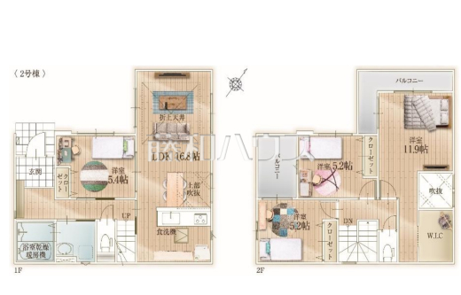 2号棟　間取図　【福岡市東区若宮４丁目】