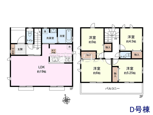 D号棟　間取図　【八王子市弐分方町】