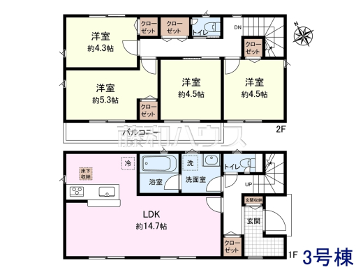 3号棟 間取図 【調布市富士見町3丁目】