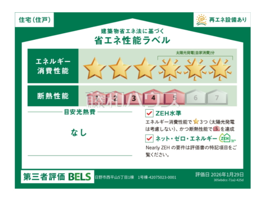 <span>【1号棟&nbsp;&nbsp;省エネ性能ラベル】</span><span>※販売住戸が複数の場合、本ラベルは特定の住戸の性能を示すものであり、全ての住戸の性能を示すものではありません。</span>