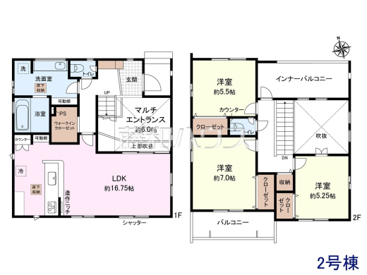 2号棟　間取図　【春日井市町屋町】