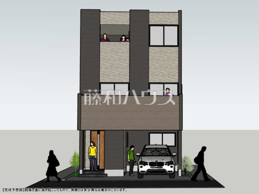 建物プラン例（パース・外観）　建物価格：2200万円（税込）　建物面積：113.13平米【新座市栄５丁目】　
[参考プラン] 
建物価格：2,200万円（税込）　建物面積：113.13m&sup2;