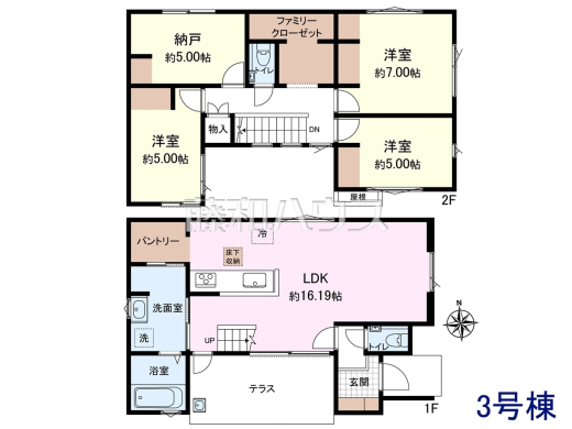 3号棟　間取図　【練馬区南田中１丁目】