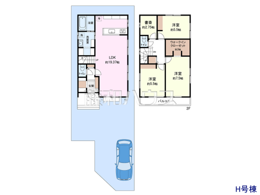 建物価格2,520万円＋土地価格3,890万円＝総額6,410万円　
[参考プラン] 
建物価格：2,520万円（税込）　建物面積：98.12m&sup2;