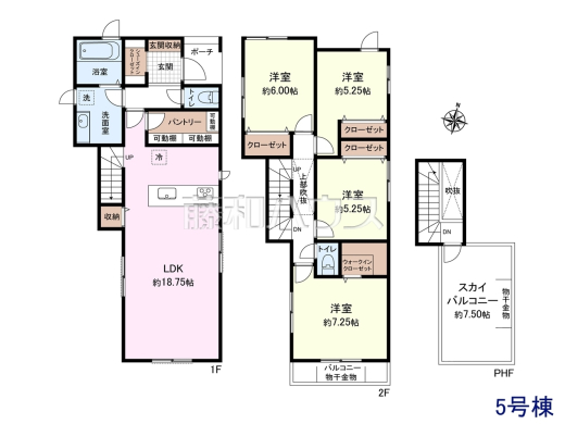5号棟　間取図　【東村山市廻田町３丁目】
