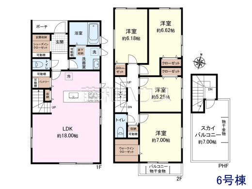 6号棟　間取図　【東村山市廻田町３丁目】