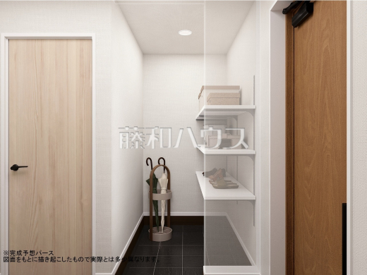 建物プラン例（パース・内観）　【東村山市恩多町５丁目】　
[参考プラン] 
建物価格：1,650万円（税込）　建物面積：94.4m&sup2;